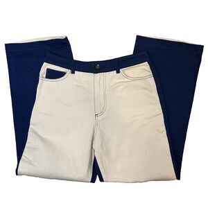 Paloma Wool Dax Pant Size 6 EU38 Cream Blue Straight High Waist 100% Cotton 27"L